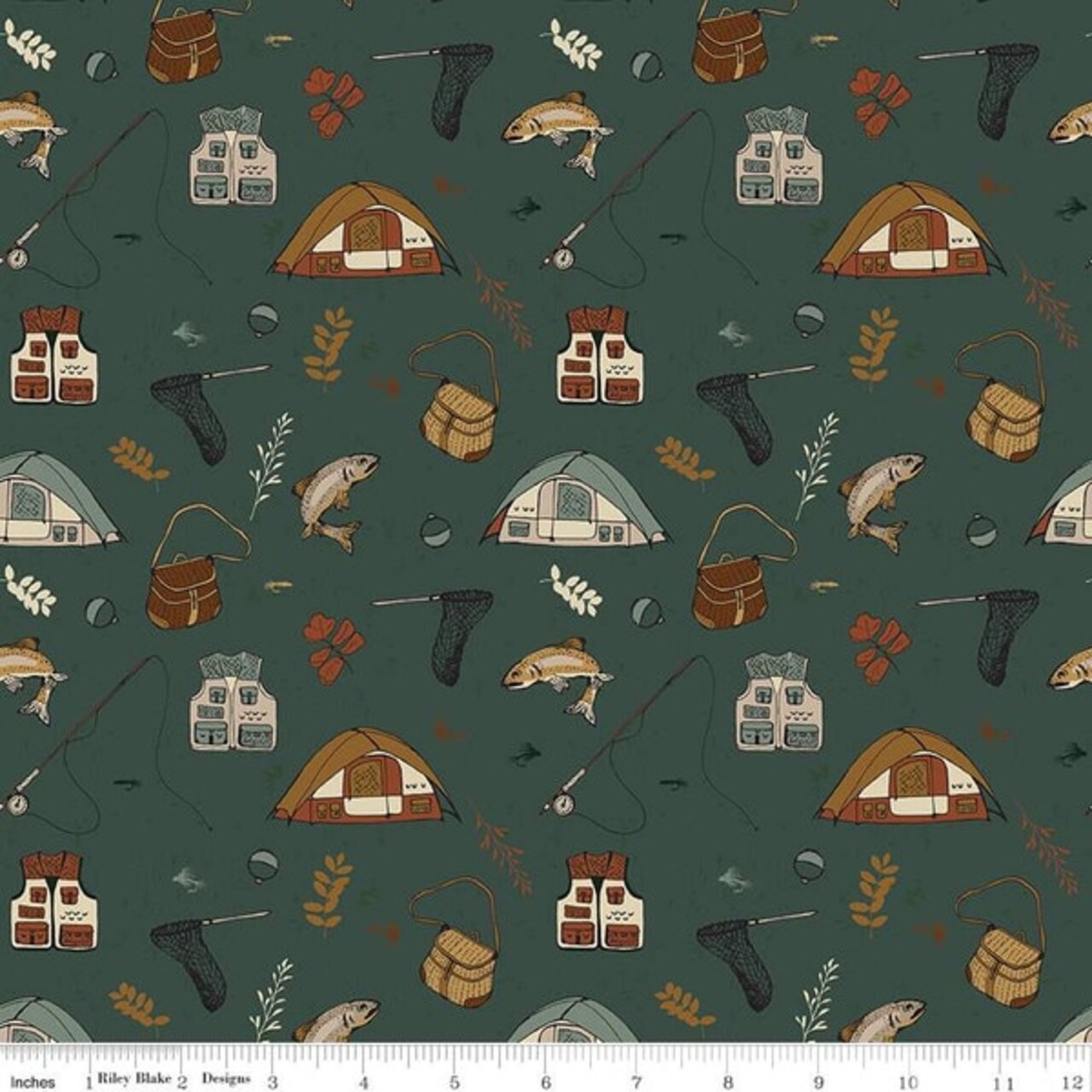 Gone Fishing in Forest (c16881-forest) | Let's Wander | Casey Cometti | Riley Blake